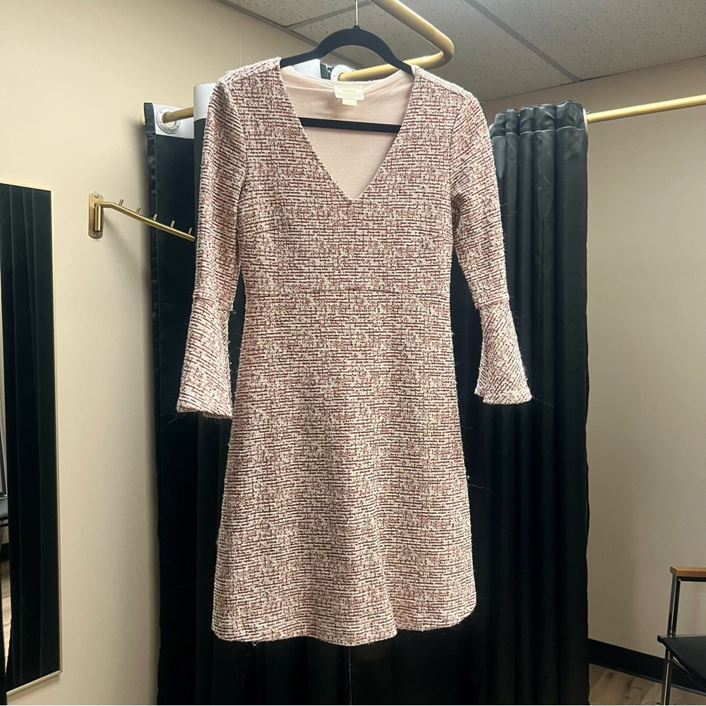 Maeve Long Sleeve Pink Tweed Dress
